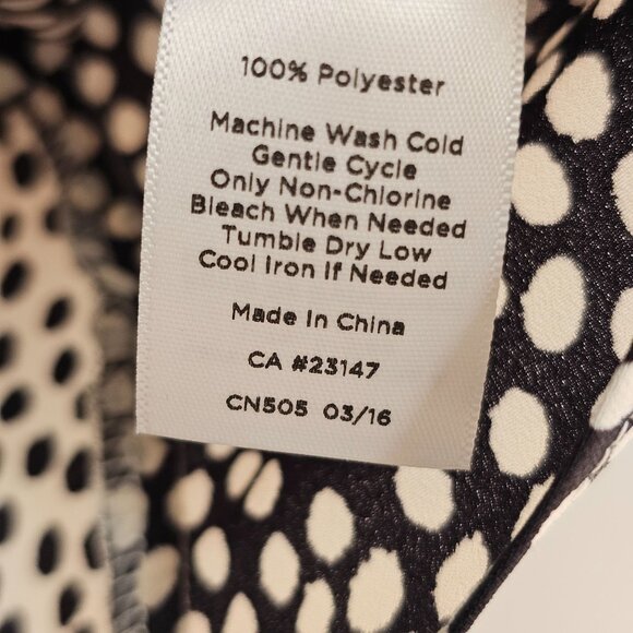Talbots Womens Polka Dot Sleeveless Blouse XL Black White Lightweight Semisheer - Picture 5 of 10